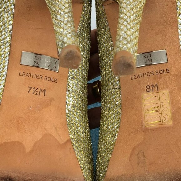 Badgely Mischka Gold Glitter Humbie II Peep Toe Platform Evening Pumps 7.5L & 8R - Picture 7 of 14